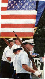 Members of Division 9 form the Color Guard in the 250th South Hadley Anniversary parade